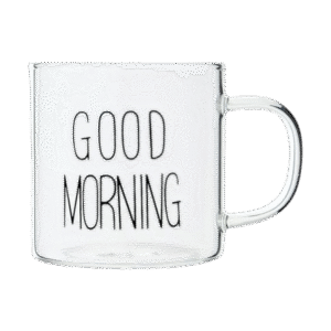 Taza de Vidrio con Diseño Good Morning c/Asa 300ml