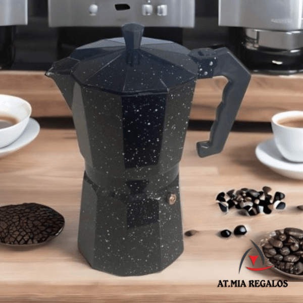 Cafetera Italiana Express Aluminio Negra p/9 Tazas 500ml - Imagen 2