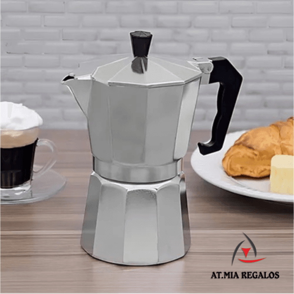 Cafetera Italiana Express Aluminio Plateado p/6 Tazas 300ml - Imagen 2
