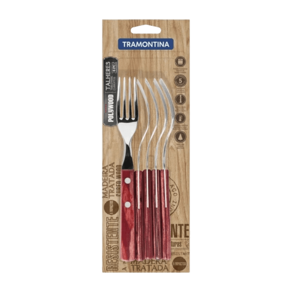 Set x6 Tenedores Acero Inoxidable Polywood 21102/670 Tramontina
