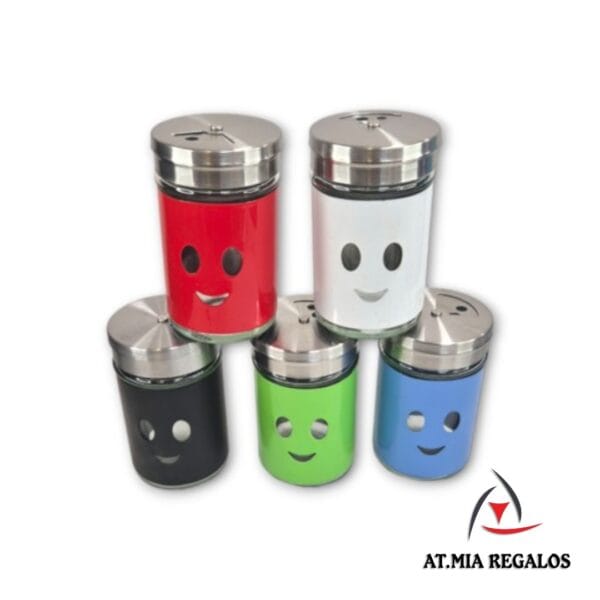 Especiero de Vidrio Acero Inoxidable Diseño Colores 80ml - Imagen 2