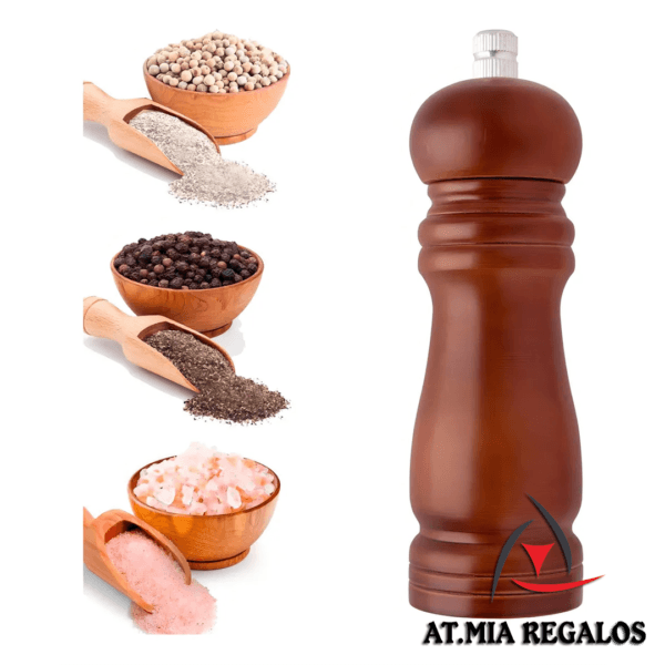 Pimentero de Madera Molinillo de Sal y Pimienta 15cm - Imagen 2