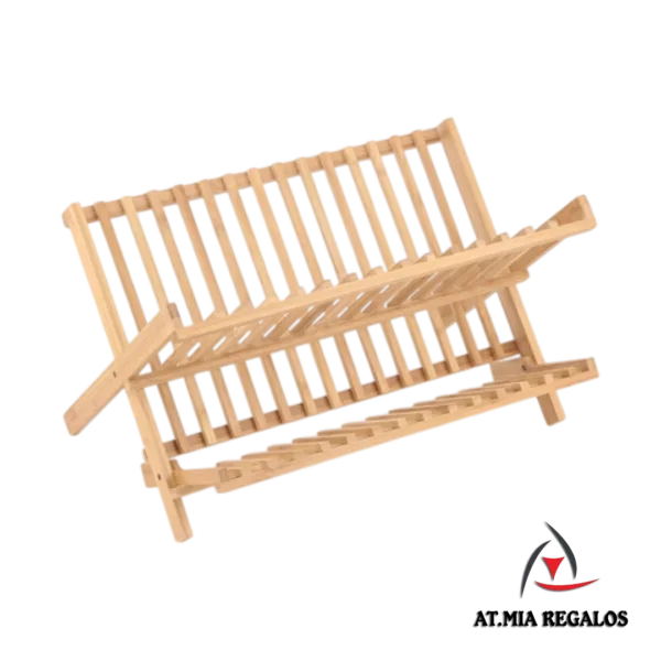 Escurridor de Platos de Madera Dos Pisos Plegable Rejilla Suká - Imagen 2
