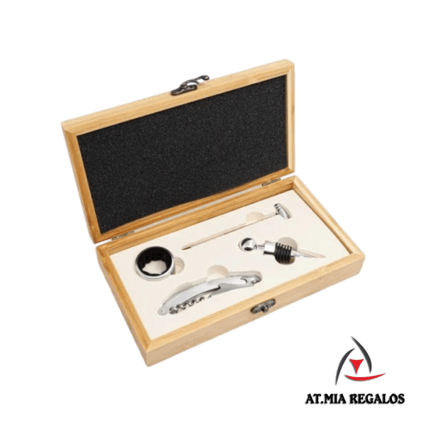 Set de Vino 4 Piezas Caja de Madera - Imagen 2