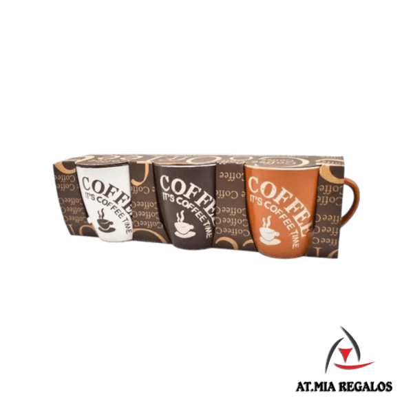Set x3 Tazas de Cerámica Café Capuccino 240ml - Imagen 2