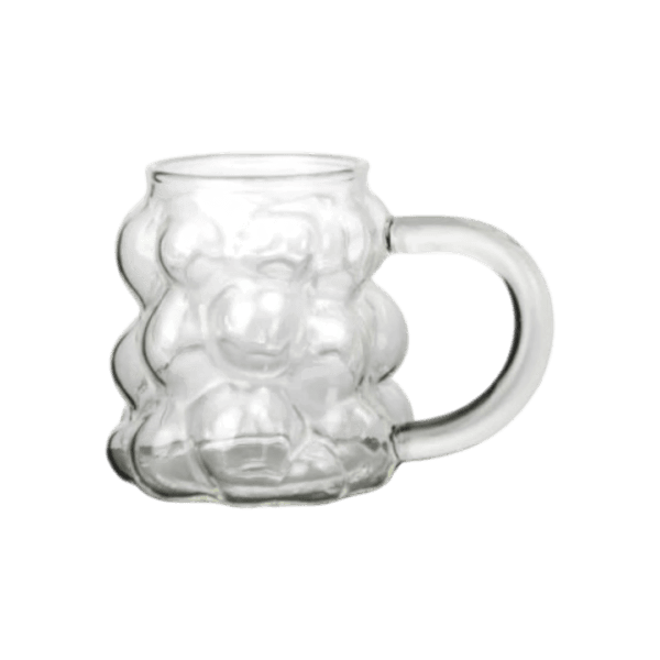 Taza de Vidrio con Diseño Burbujas c/Asa 350ml