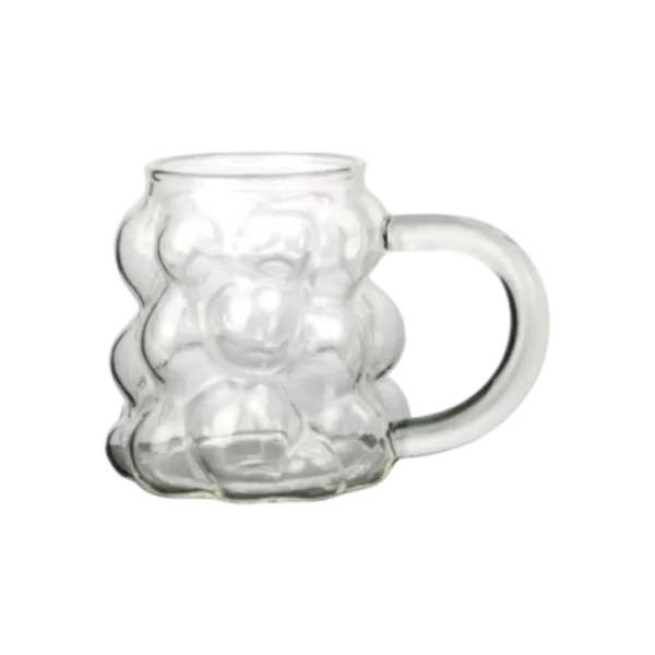 Taza de Vidrio con Diseño Burbujas c/Asa 350ml