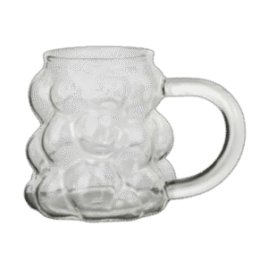 Taza de Vidrio con Diseño Burbujas c/Asa 350ml