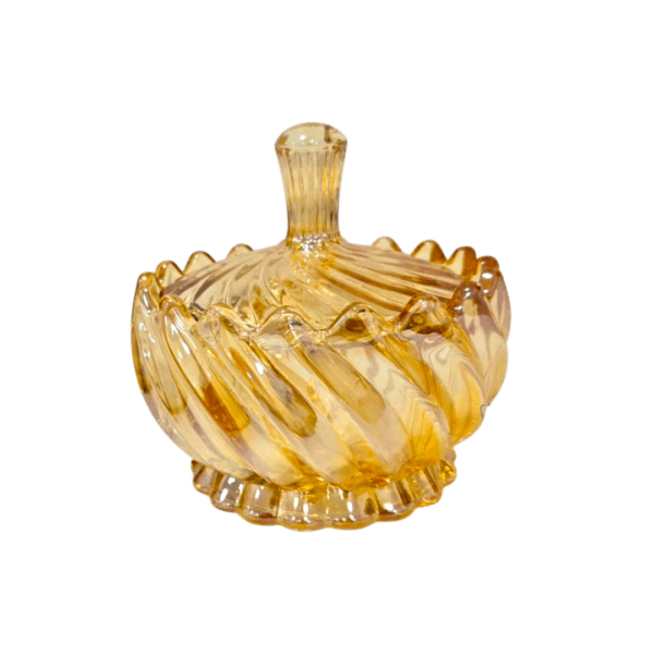 Caramelera de Vidrio Ambar c/Diseño Ondas 156ml
