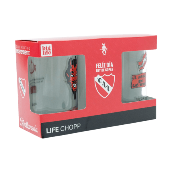 Set x2 Vasos de Vidrio Chop Independiente Día del Padre BigLife 500ml
