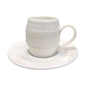 Taza de Cerámica C/Plato Café Forma Barril 100ml