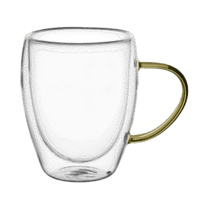 Taza de Doble Vidrio Café Fondo c/Asa Colores Surtidos 300ml