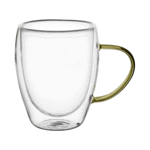 Taza de Doble Vidrio Café Fondo c/Asa Colores Surtidos 300ml