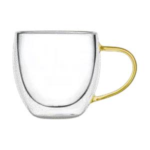 Taza de Doble Vidrio Café Fondo c/Asa Colores Surtidos 150ml