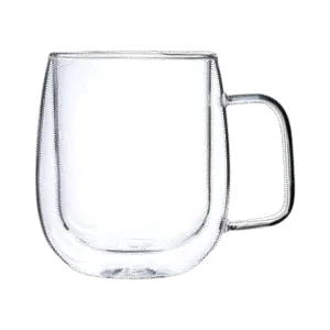 Taza de Doble Vidrio Café Fondo c/Asa Transparente 250ml
