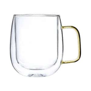 Taza de Doble Vidrio Café Fondo c/Asa Colores Surtidos 250ml