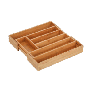 Cubiertero De Madera Bambú 5 Divisiones Extensible 5x25.5x33.5 cm Suká