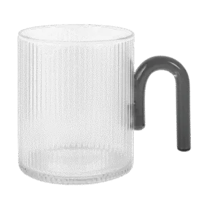 Taza de Vidrio con Diseño Rayado c/Asa 350ml
