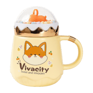 Taza de Cerámica Con Tapa Happy Sunshine 420ml