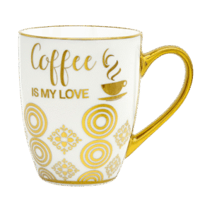 Taza de Cerámica Con Detalle Dorados Diseño Surtidos 350ml