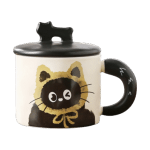 Taza de Cerámica Con Tapa Hello Gatito 360ml