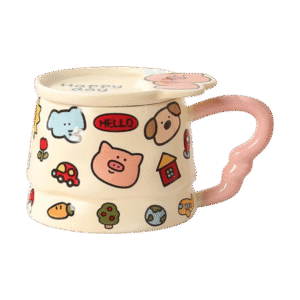 Taza de Cerámica Con Tapa Happy Day 400ml