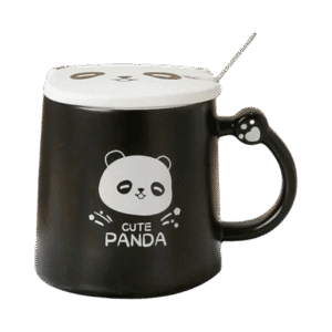 Taza de Cerámica Con Tapa + Cuchara Cute Panda 370ml