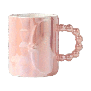 Taza de Cerámica Colores Pastel Con Asa de Perlas 400ml
