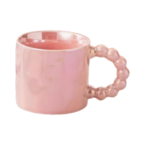 Taza de Cerámica Colores Pastel Con Asa de Perlas 350ml