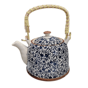 Tetera de Porcelana 800ml c/Filtro Infusor Diseño Ramas Azules
