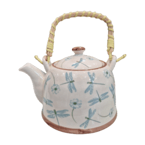 Tetera de Porcelana 800ml c/Filtro Infusor Diseño Libélulas y Flores