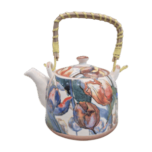 Tetera de Porcelana 800ml c/Filtro Infusor Diseño Tulipanes