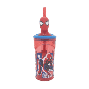 Vaso de Plástico Wabro c/Tapa Y Sorbete 1033 Spiderman 360ml