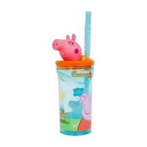 Vaso de Plástico Wabro c/Tapa Y Sorbete 1348 Peppa Pig 360ml