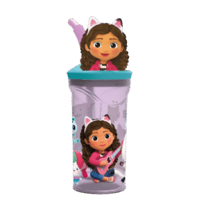 Vaso de Plástico Wabro c/Tapa Y Sorbete 1594 Gabby Dollhouse 360ml