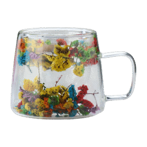 Taza de Doble Vidrio Diseño de 2 Flores 150ml