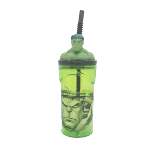 Vaso de Plástico Cresko c/Tapa Y Sorbete SP466 Marvel 360ml