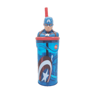 Vaso de Plástico Cresko c/Tapa Y Sorbete SP467 Marvel 360ml