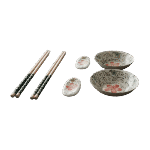 Set de Sushi Cerámica Premium Estilo Japonés Blanco y Verde x6