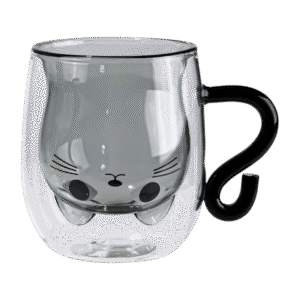 Taza de Doble Vidrio Diseño de Gato 320ml