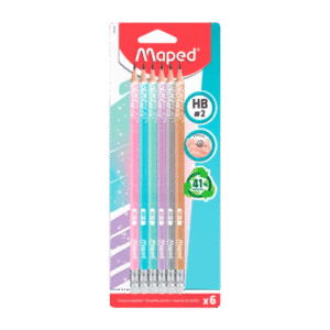 Lápices de Grafito Maped Glitter Con Goma x6